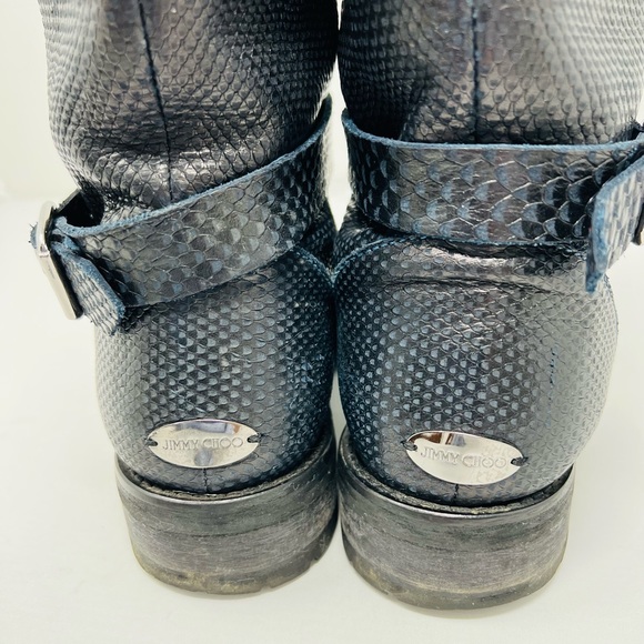 JIMMY CHOO**Python Black Biker Boots**EU 37 US 7 $1895 - Picture 8 of 10